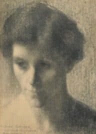 Dessin au crayon, Portrait de son épouse Lisbeth Aerens, vers 1910-1920, Robert Aerens (1883-1969).