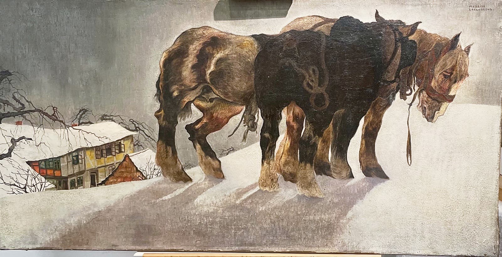 Les chevaux dans la neige, Maurice Langaskens.