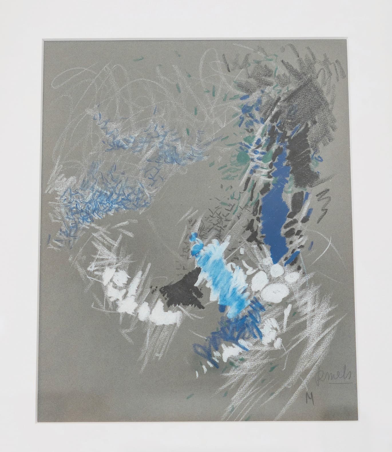 Composition abstraite, circa 1960, technique mixte, 38 x 30 cm, René Mels.