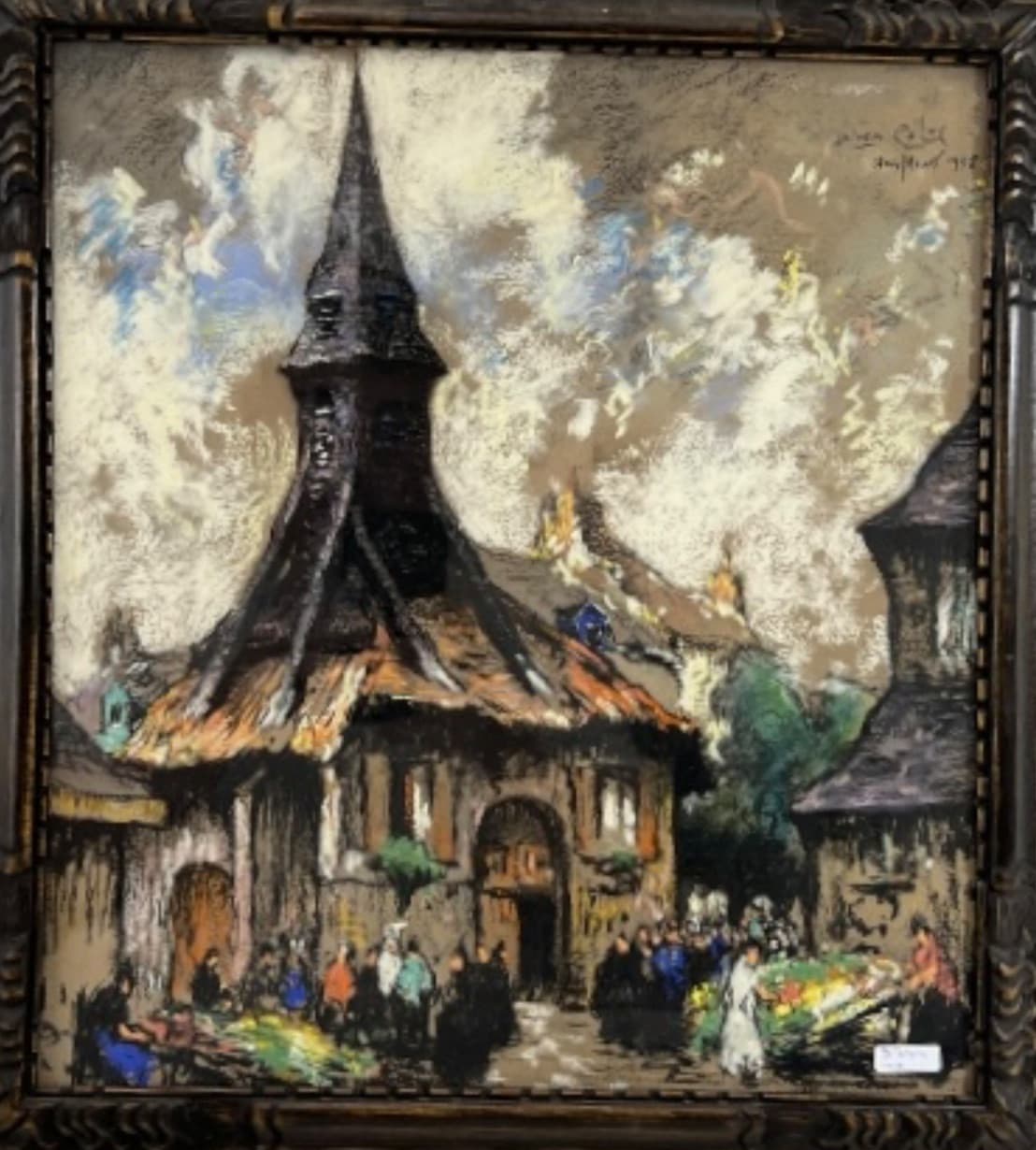 L’église d’Honfleur , pastel, Celos.